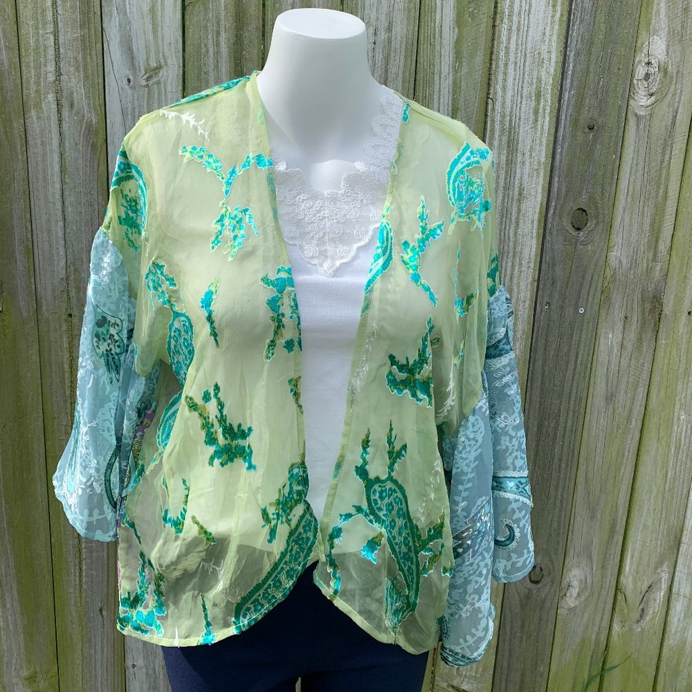Anis A. Boho shear Kimono green,purple,turg.